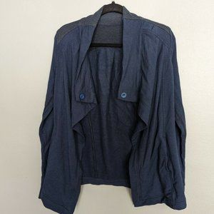 Lululemon Womens Navy Blue Long Sleeves Open Front Coastal Wrap Sweater
